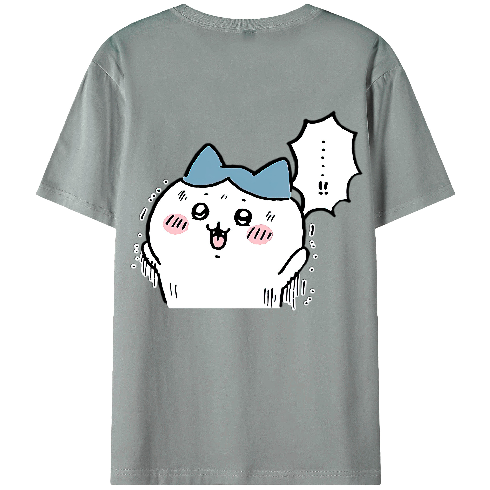 （画像用） ちいかわ ハチワレ Chii-kawa hachiware 綿100％ メンズ半袖Tシャツ（バックプリント） 通気性